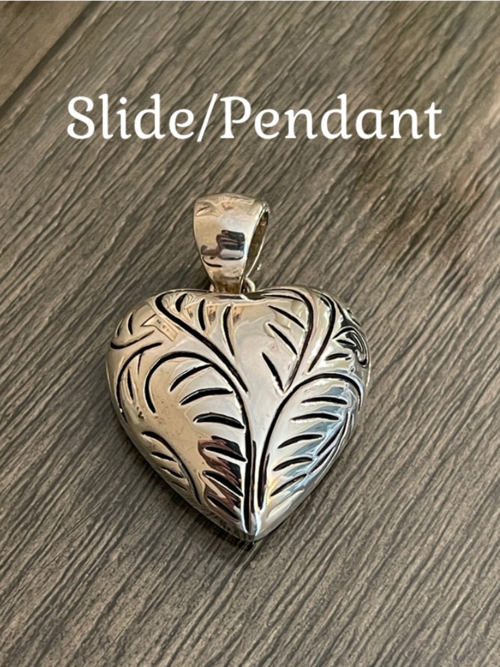 Vintage MJ Silver-tone Heart Pendant - 3-D Heart Pendant